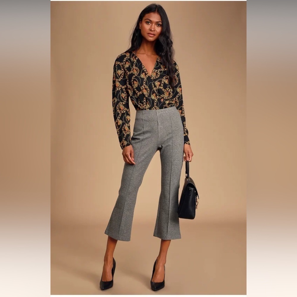 NWOT Lulu’s Brylee Heather Grey Marled Knit Trouser Pants